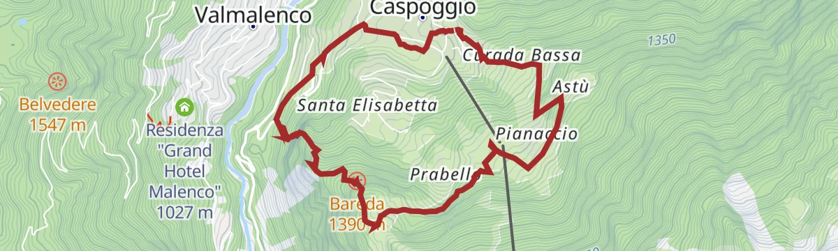 Route map: Ferrata and long hike Caspoggio